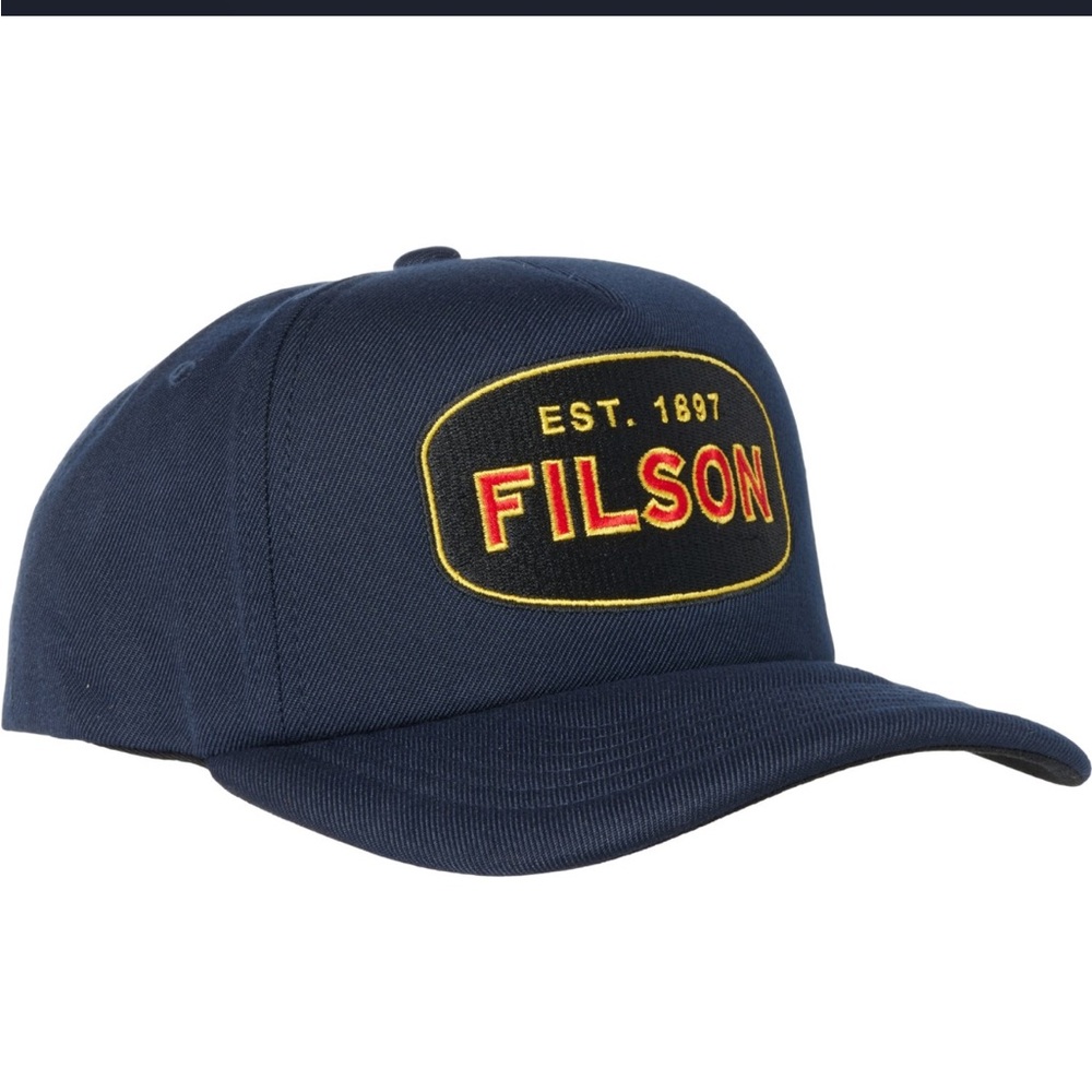 FILSON Harvester Cap Snapback Hat Men OSFA Dark Blue Est 1897 Patch Logo NWT New